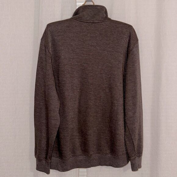 Van Heusen L Cotton Blend Brown Quarter Zip Knit Mock Neck Sweater - Picture 2 of 12